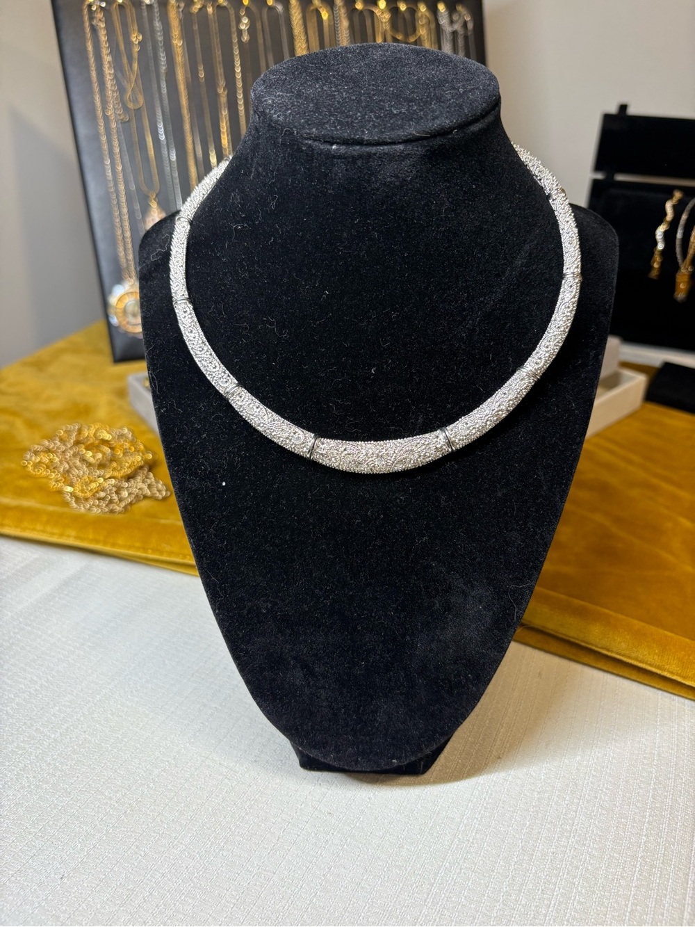 Premier Designs Silver Textured Collar Necklace